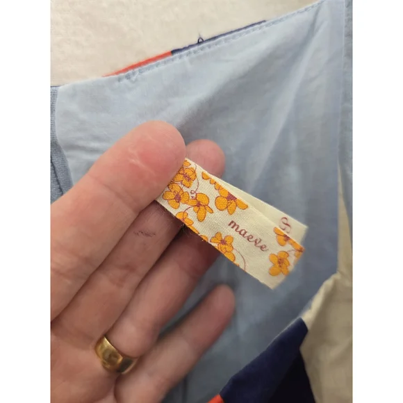 MAEVE Anthropologie SARA CHEVRON Sleeveless Fit And Flair Zip Pockets. SZ 12P - Picture 6 of 12